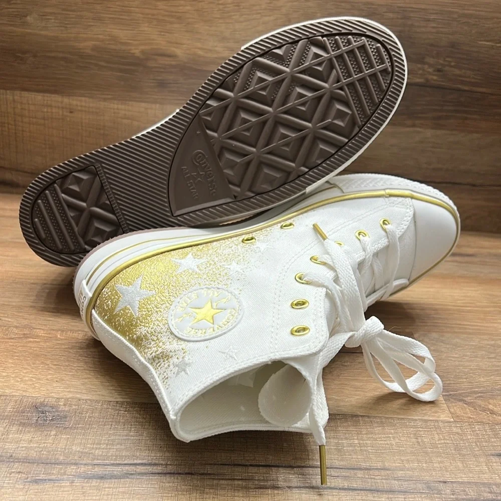 Converse High-Top Sneakers - White and Gold